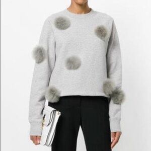 Tibi Alpaca Pom Pom Gray Sweatshirt XS Sweater NWOT